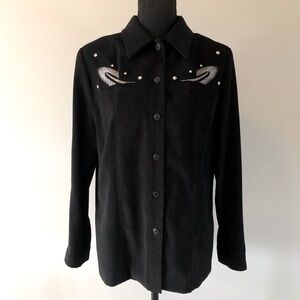Women's Vintage Click Black Embroidered Button down Shirt size M
